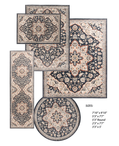 Km Home Acuity Aty-7230 Area Rug Set, 5 Piece In Blue