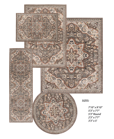 Km Home Acuity Aty-7230 Area Rug Set, 5 Piece In Coffee