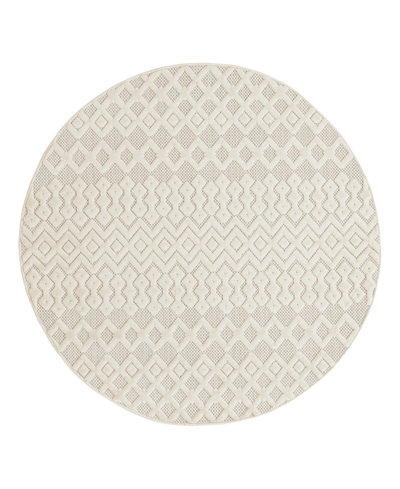 Bayshore Home High-low Pile Latisse Textured Outdoor Lto02 5'3" X 5'3" Round Area Rug In Ivory