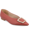 Journee Collection Women's Elowen Tru Comfort Foam Slip On Slim Squared Off Pointed Toe Flats In Clay