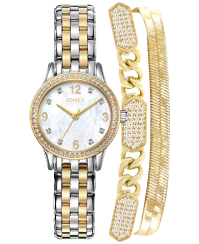Jones New York Women's Stainless Steel Bracelet Watch Gift Set 30mm In Two Tone