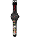 ED HARDY MEN'S PRINTED BLACK SILICONE STRAP WATCH 46MM