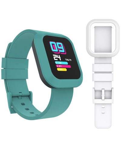 Itouch Unisex Flex Silicone Strap Smartwatch 38.2mm With Extra Bezel & Strap In Green/white