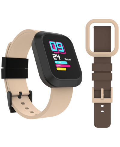 Itouch Unisex Flex Silicone Strap Smartwatch 38.2mm With Extra Bezel & Strap In Beige/brown