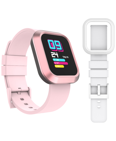 Itouch Unisex Flex Silicone Strap Smartwatch 38.2mm With Extra Bezel & Strap In Pink/white