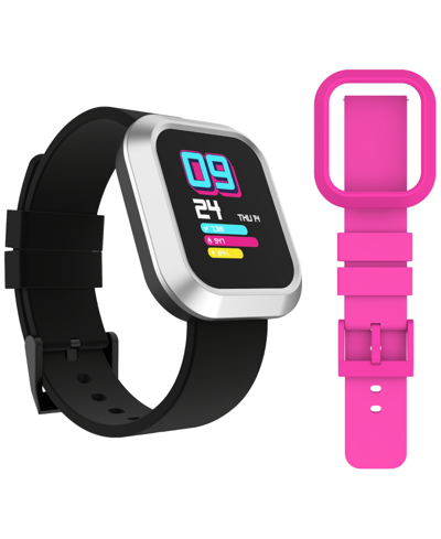 Itouch Unisex Flex Silicone Strap Smartwatch 38.2mm With Extra Bezel & Strap In Black/pink