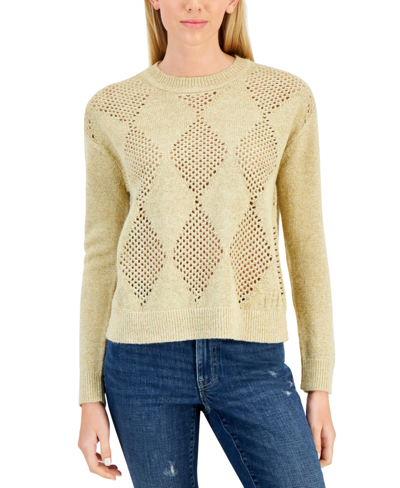 Tommy Hilfiger Plus Size Metallic Open-stitch Argyle Sweater In Heather Biscuit