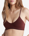 Calvin Klein Modern Seamless Naturals Lightly Lined Triangle Bralette Qf7093 In Rum Raisin