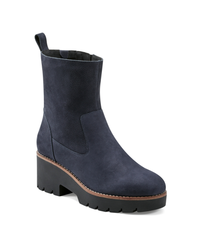 Easy Spirit Women's Morgan Cold Weather Casual Booties In Dark Blue Leather