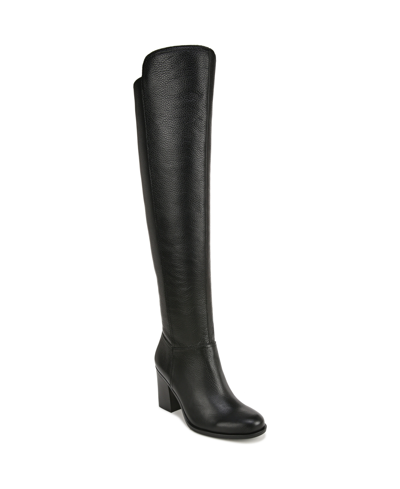 Naturalizer Kyrie Wide Calf Water-resistant Over-the-knee Boots In Black Leather