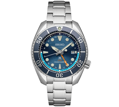 Seiko Men's Prospex Sea Sumo Solar Gmt Stainless Steel Bracelet Watch 45mm In Light Blue