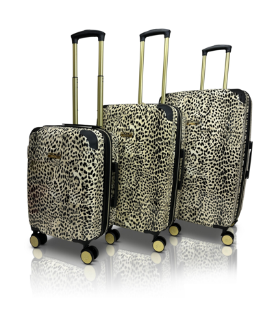 Jenni Chan Python 3pc Hardside Spinner Set In Leopard