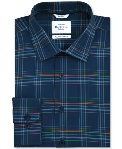 Ben Sherman Men's Slim-fit Plaid Shirt In Navy