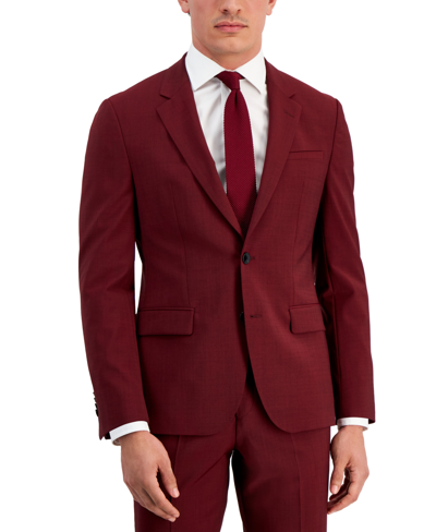 Hugo Boss Mens Modern Fit Suit In Dark Red