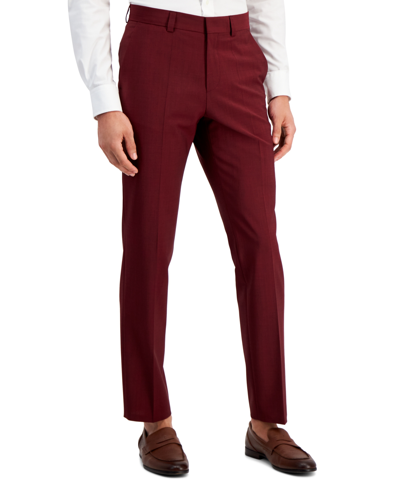Hugo By  Boss Men's Modern-fit Dark Red Suit Trousers