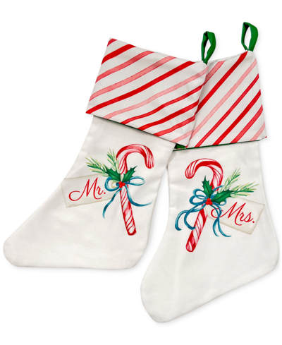 Lenox Mr. And Mrs. 2-pc. Candy Cane Stocking Set In White Multi