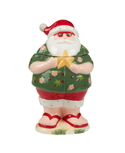 Certified International Santa's Wish 3-d Snowman Cookie Jar In Red