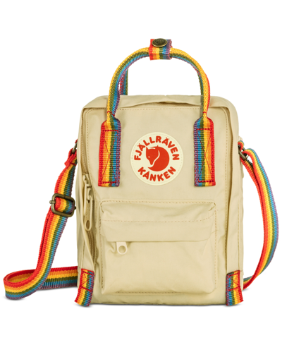Fjall Raven Kids' Kanken Rainbow-straps Sling Bag In Light Oak-rainbow Pattern