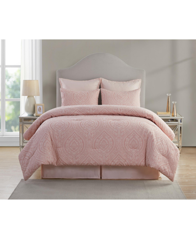 Vcny Home Cougar Ogee Damask 6-piece Comforter Set, King In Blush