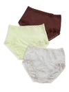 Natori Bliss Cotton Full Brief 3-pack In Brown,heather,lime