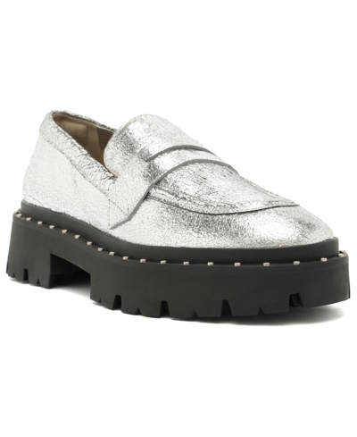 Schutz Women's Christie Studded Platform Loafers In Silver