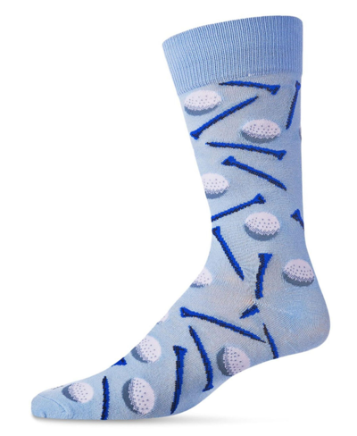 Memoi Men's Golf Ball And T-shirt Rayon From Bamboo Blend Novelty Crew Socks In Light Blue