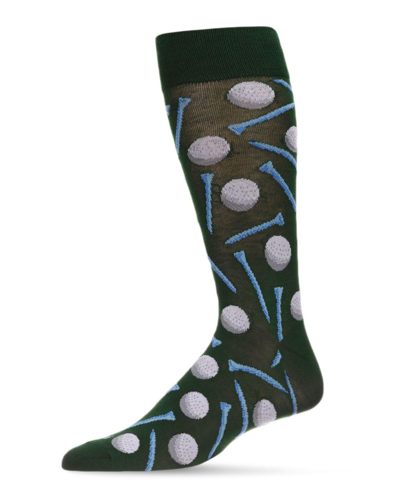 Memoi Men's Golf Ball And T-shirt Rayon From Bamboo Blend Novelty Crew Socks In Dark Green