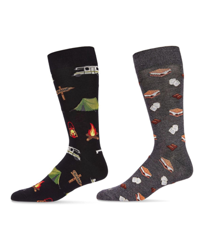 Memoi Men's Pair Novelty Socks, Pack Of 2 In Black-charcoal