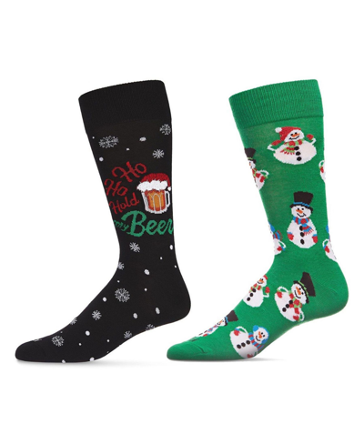 Memoi Men's Christmas Holiday Pair Novelty Socks, Pack Of 2 In Black-green