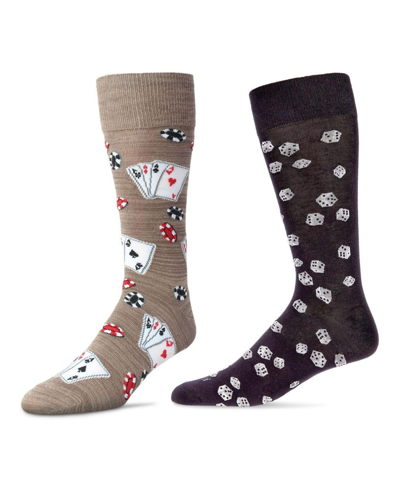 Memoi Men's Cards Novelty Socks, Pack Of 2 In Black-crockery