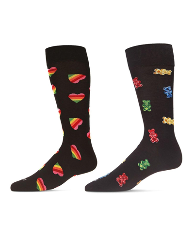 Memoi Men's Valentine Pair Novelty Socks, Pack Of 2 In Black-black