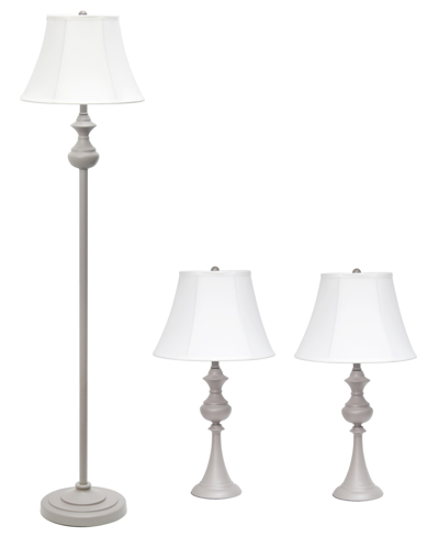 All The Rages Lalia Home Perennial Valletta 3 Piece Metal Lamp Set In Gray