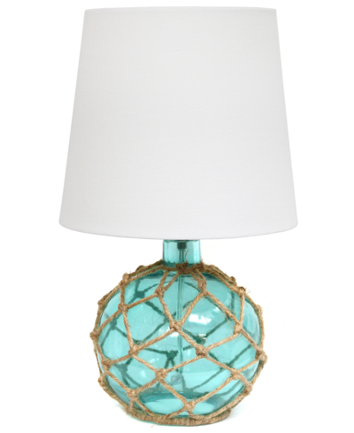 All The Rages Lalia Home Maritime 14.75" Colored Glass Rope Table Lamp In Aqua