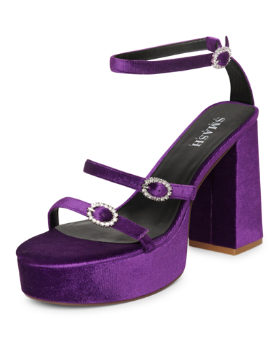 Smash Shoes Women's Brandy Stacked Platform Heels Dress Sandals In Violet