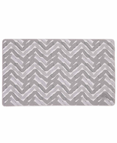 Tommy Bahama Printed Polyvinyl Chloride Fatigue-resistant Mat, 18" X 30" In Water Color Chevron Gray