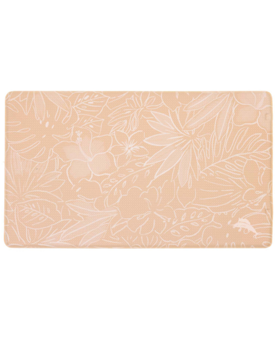 Tommy Bahama Printed Polyvinyl Chloride Fatigue-resistant Mat, 18" X 30" In Floral Outline Beige