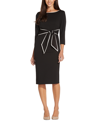 ADRIANNA PAPELL WOMEN'S TIPPED TIE-FRONT 3/4-SLEEVE DRESS
