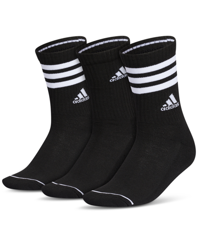 Adidas Originals Women's 3-pk. Cushioned 3-stripe 3.0 Crew Socks In Black
