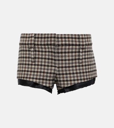 Miu Miu Houndstooth Virgin Wool Shorts In Multi