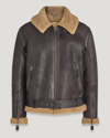 Belstaff Men Shearling Jacket In Ebony/dark Sandstone
