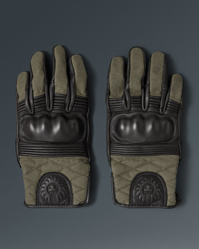 Belstaff Hampstead Glove In Black / Forest Green