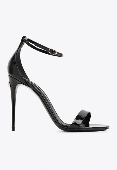 Dolce & Gabbana 105 Logo Plaque Calf Leather Sandals In Black