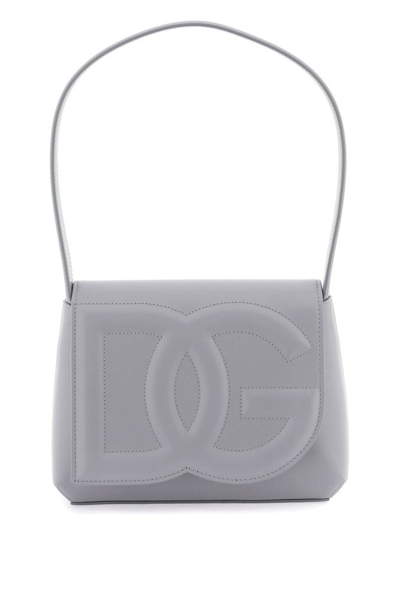 Dolce & Gabbana Dg Logo Embossed Shoulder Bag In Grey