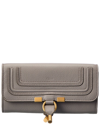 Chloé Marcie Long Wallet In Grained Leather In Grey