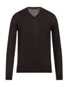 Alpha Studio Man Sweater Chocolate Brown Size 44 Cotton, Soft Leather In Brown
