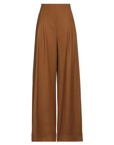 Alberta Ferretti Woman Pants Camel Size 6 Virgin Wool, Elastane In Beige