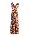 CO. GO CO. GO WOMAN MAXI DRESS BROWN SIZE 8 POLYESTER