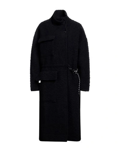 Noumeno Concept Woman Coat Navy Blue Size M Wool, Polyester