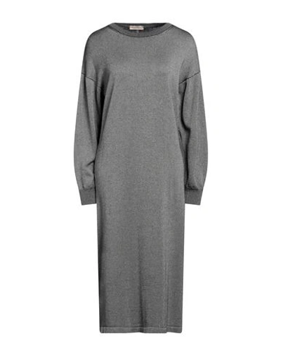 Purotatto Woman Midi Dress Steel Grey Size 8 Wool, Cashmere, Viscose, Silk