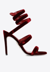 René Caovilla Cleo 110mm Velvet-finish Sandals In Red